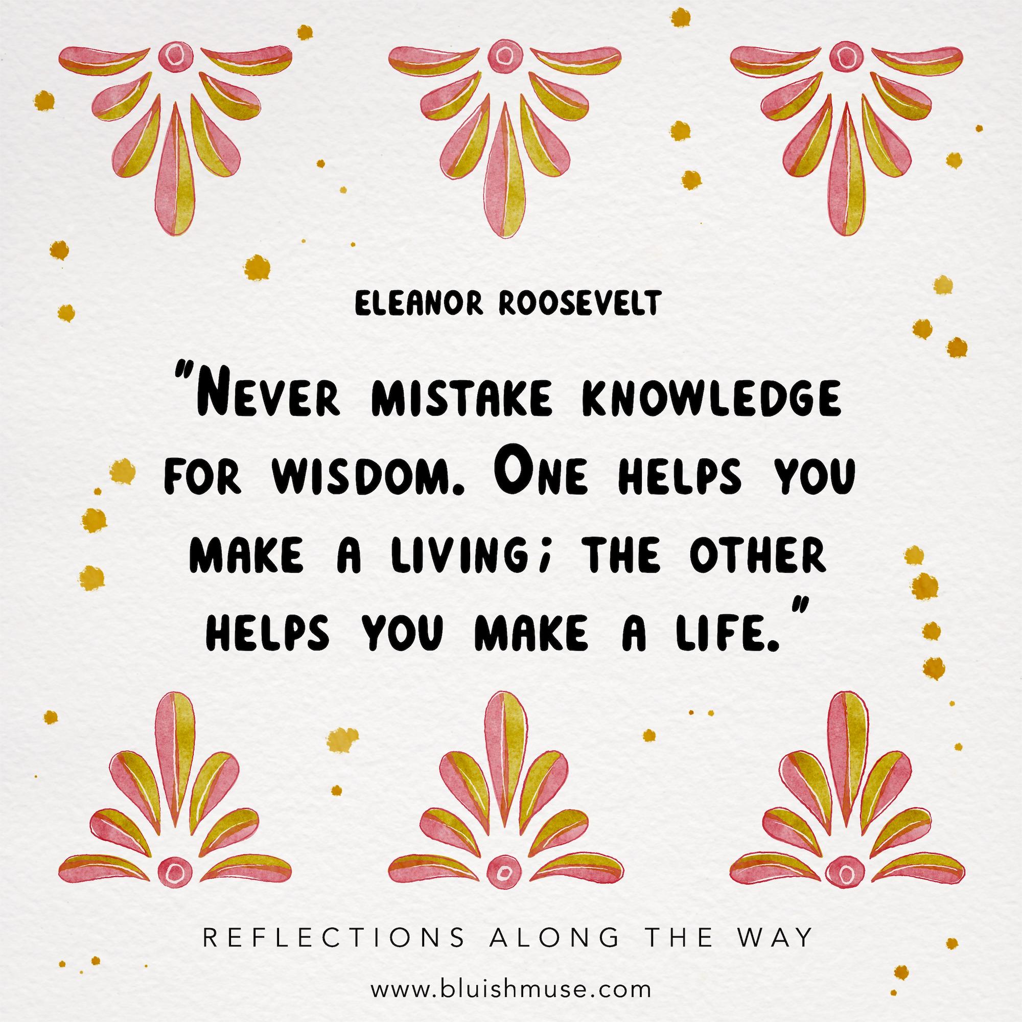 Never mistake knowledge for wisdom…
